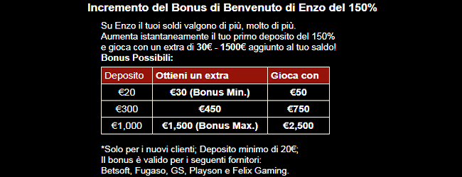 enzo casino bonus