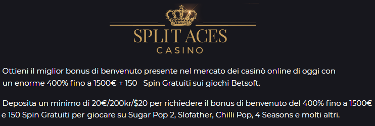 Split Aces casino bonus